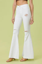 Women's Jeans White Pants High Rise Flare Leg
