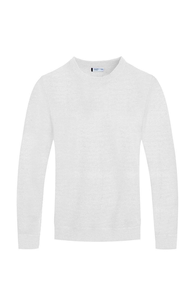 Jackets & Coats White Round Neck Knit Sweater