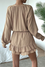 Women's white ruffled dress, lightweight fabric, perfect for summer outings