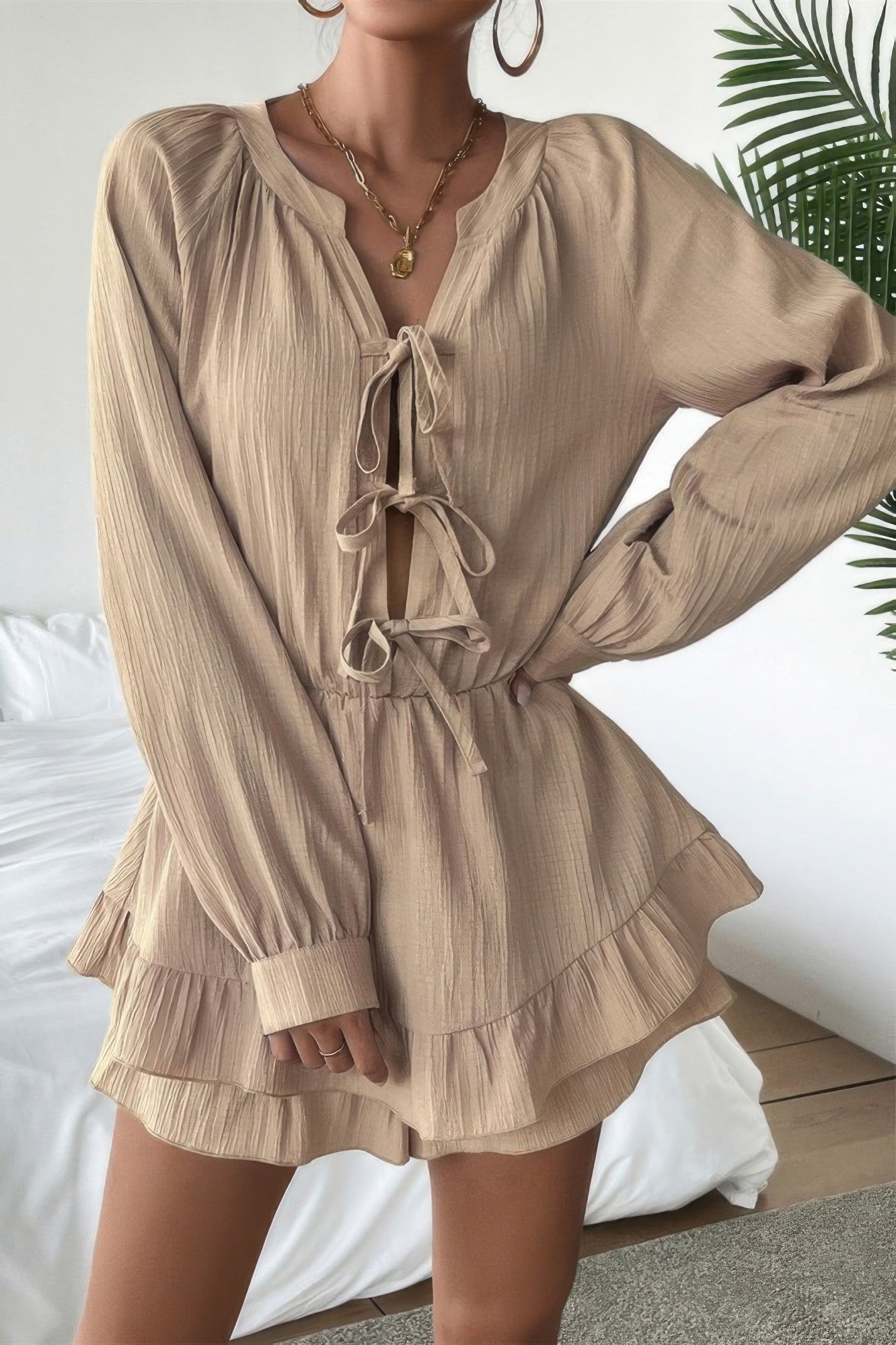 Women's white ruffled dress, lightweight fabric, perfect for summer outings