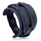 Wide cuff pu leather bracelet for men featuring a stylish design with adjustable closures