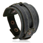 Wide cuff pu leather bracelet for men, featuring a stylish design and secure snap closure