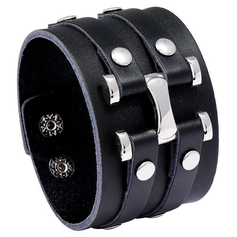 Men's Jewelry - Wristbands Wide Cuff Punk Bracelets Vintage 3 Layers Black Brown Wristbands