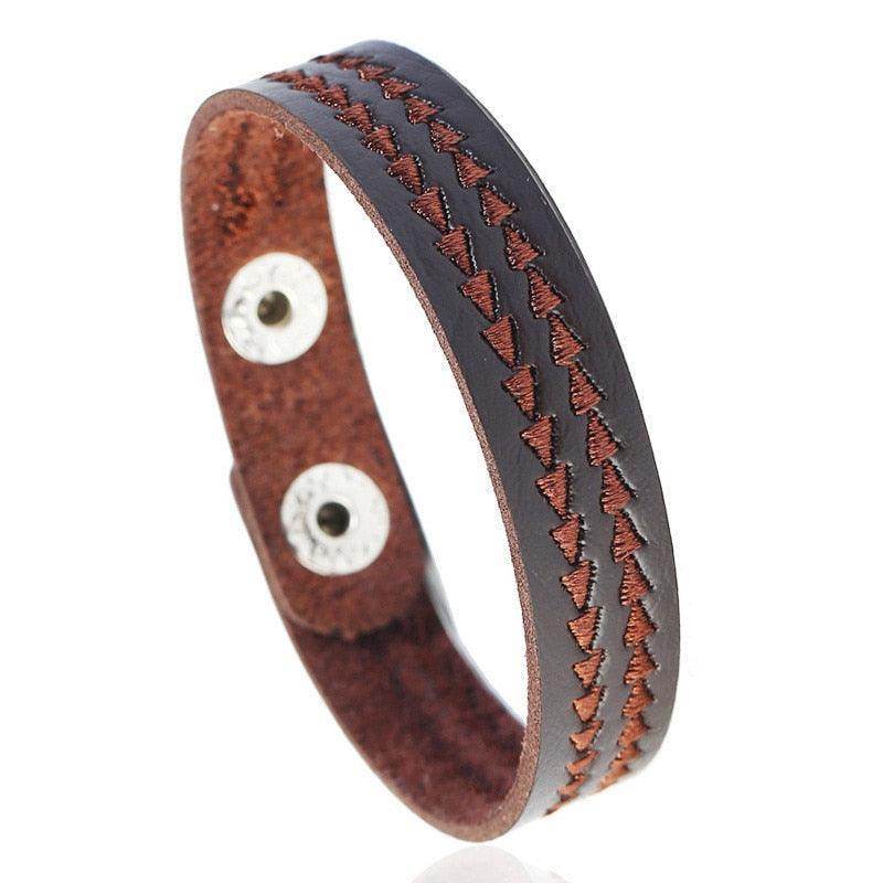 Wide Cuff Punk Bracelets Vintage 3 Layers Black Brown - VacationGrabs