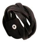 Wide Cuff Punk Bracelets Vintage 3 Layers Black Brown - VacationGrabs