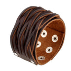 Wide Cuff Punk Bracelets Vintage 3 Layers Black Brown - VacationGrabs