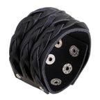 Wide Cuff Punk Bracelets Vintage 3 Layers Black Brown - VacationGrabs