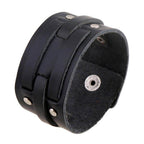 Wide Cuff Punk Bracelets Vintage 3 Layers Black Brown - VacationGrabs