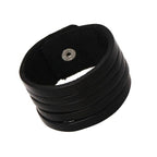 Wide Cuff Punk Bracelets Vintage 3 Layers Black Brown - VacationGrabs