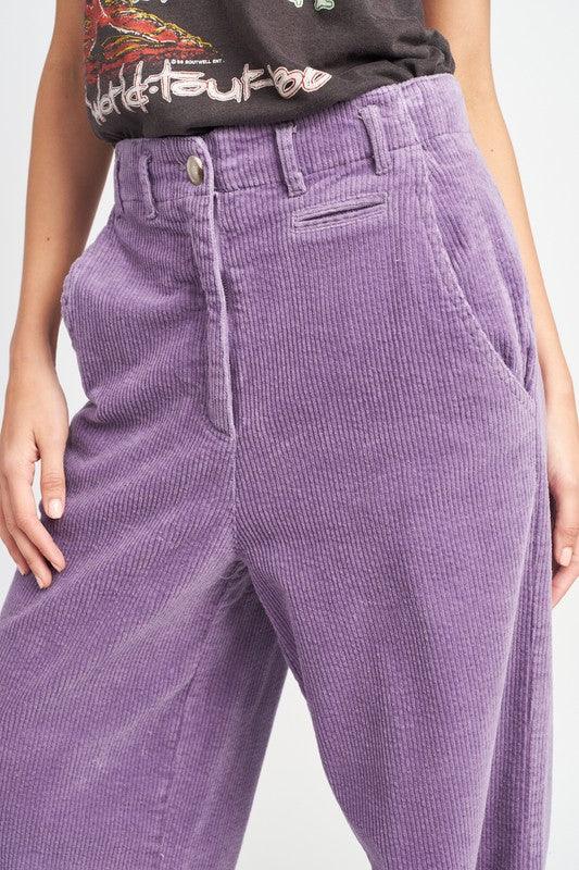 Women's Pants Wide Leg Corduroy Pants With Pockets
