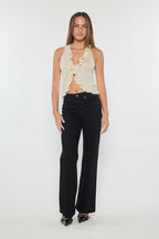 Women's black wide-leg jeans for casual or dressy outfits