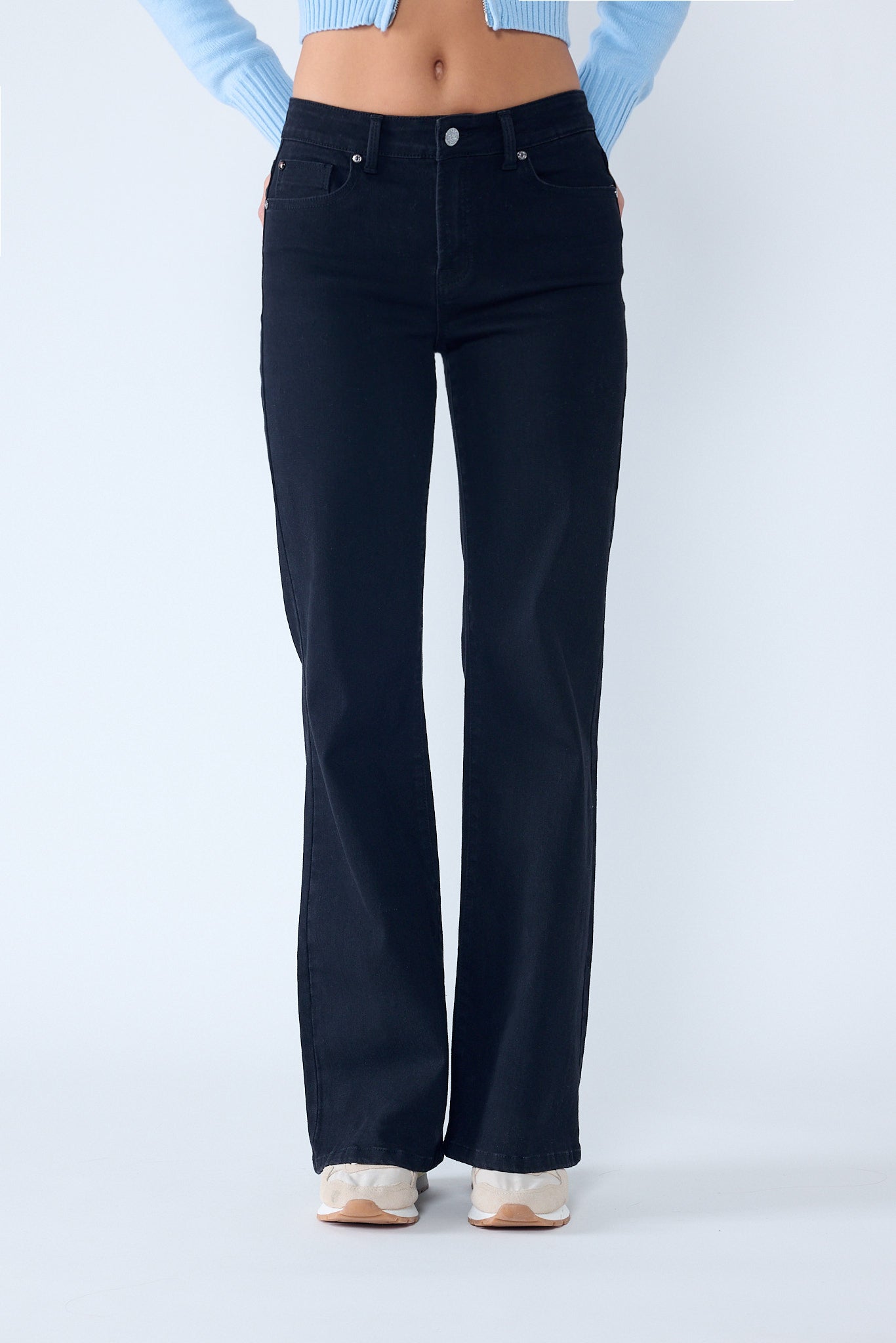 Women's dark blue wide-leg jeans for casual wear