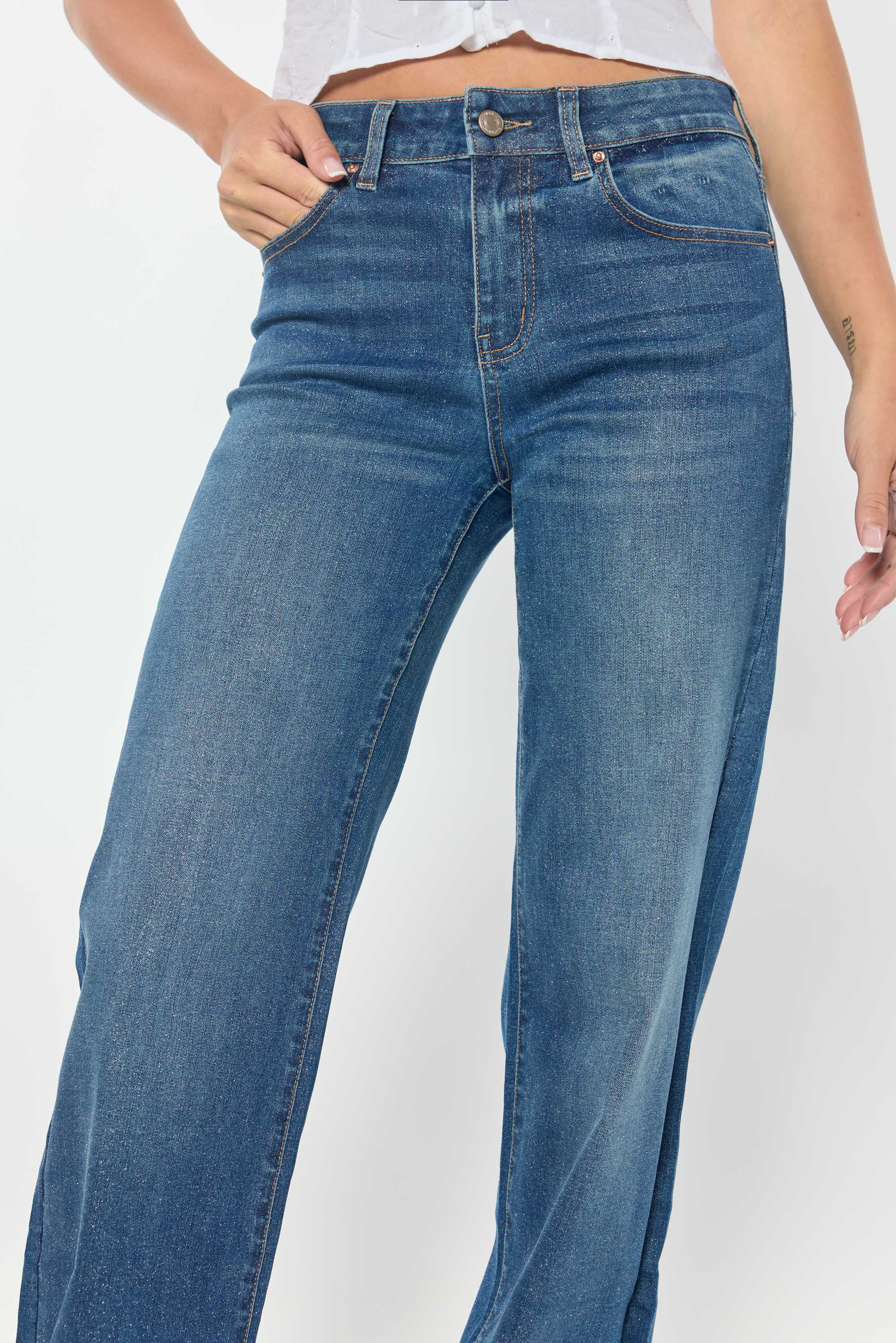 Women's blue wide-leg jeans, casual denim for everyday wear
