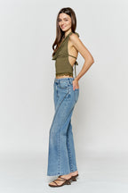 Women's blue wide-leg jeans for casual everyday wear