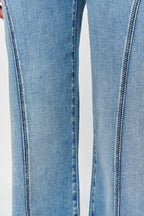 Women's wide-leg jeans in light blue denim for casual wear