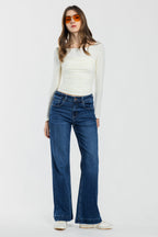 Women's blue wide-leg jeans, denim, perfect for casual wear