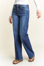 Women's blue wide-leg jeans, comfortable fit for casual wear