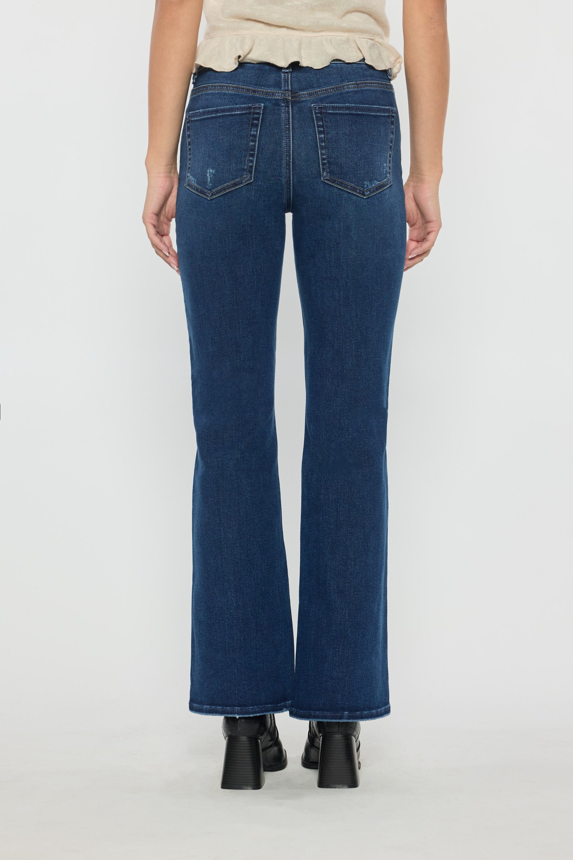 Women's dark blue wide-leg jeans for casual outings