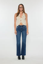 Women's wide-leg jeans in dark blue denim, perfect for casual wear