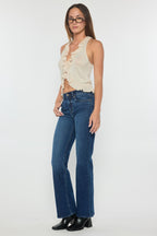 Women's blue wide-leg jeans, perfect for casual outings