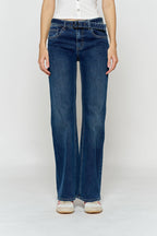 Women's wide-leg jeans in dark blue denim for casual wear