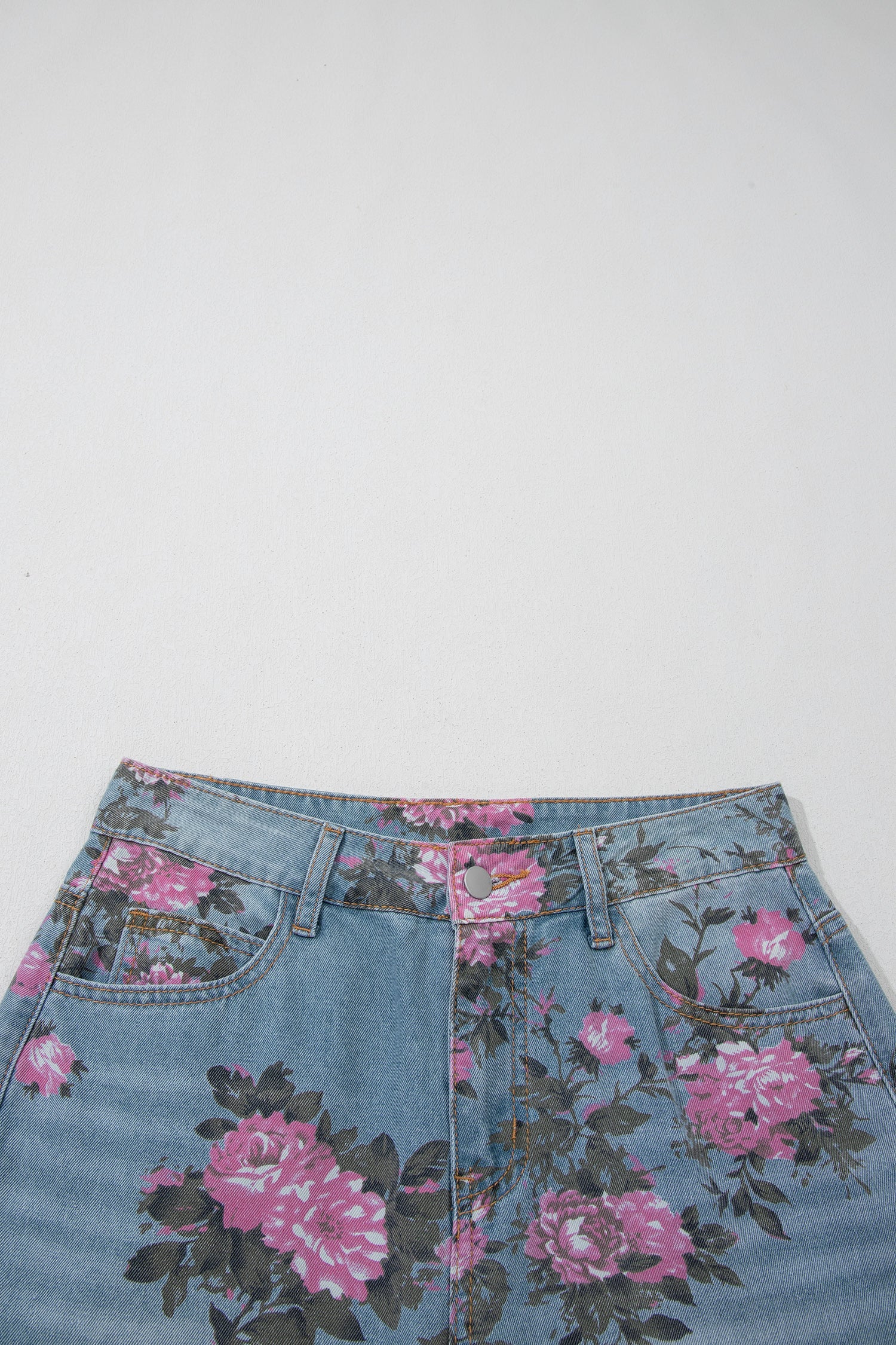 Pretty Bash floral wide-leg jeans for casual spring outings