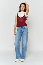 Women's blue wide-leg jeans for casual everyday wear