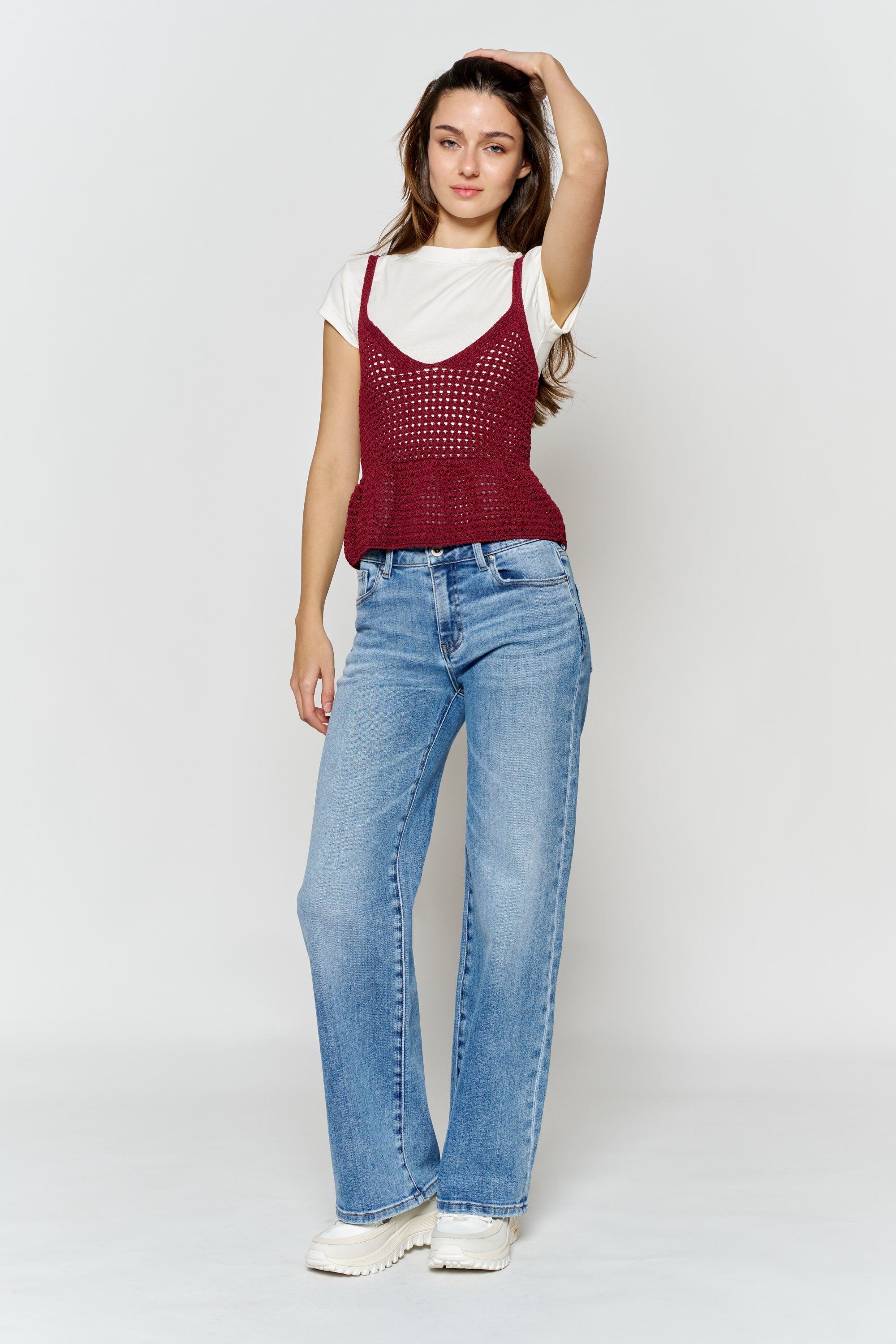 Women's blue wide-leg jeans for casual everyday wear