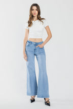 Shop ENJEAN women's wide-leg jeans in light blue for casual outings