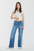 Women's blue wide-leg jeans in denim for casual wear