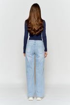 Women's light blue wide-leg jeans for casual everyday wear