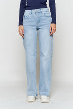 Women's light blue wide-leg jeans, casual wear for everyday comfort