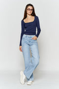 Women's light blue wide-leg jeans for casual everyday wear