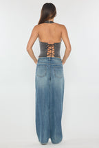 Women's wide-leg jeans, light blue denim for casual outings