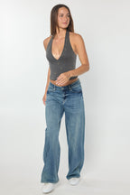Women's blue wide-leg jeans for casual everyday wear