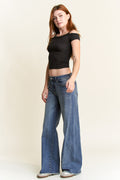 Women's blue wide-leg jeans, casual style for everyday wear