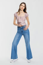 Women's blue wide-leg jeans for casual everyday wear