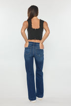 Women's dark blue wide-leg jeans, casual style for everyday wear