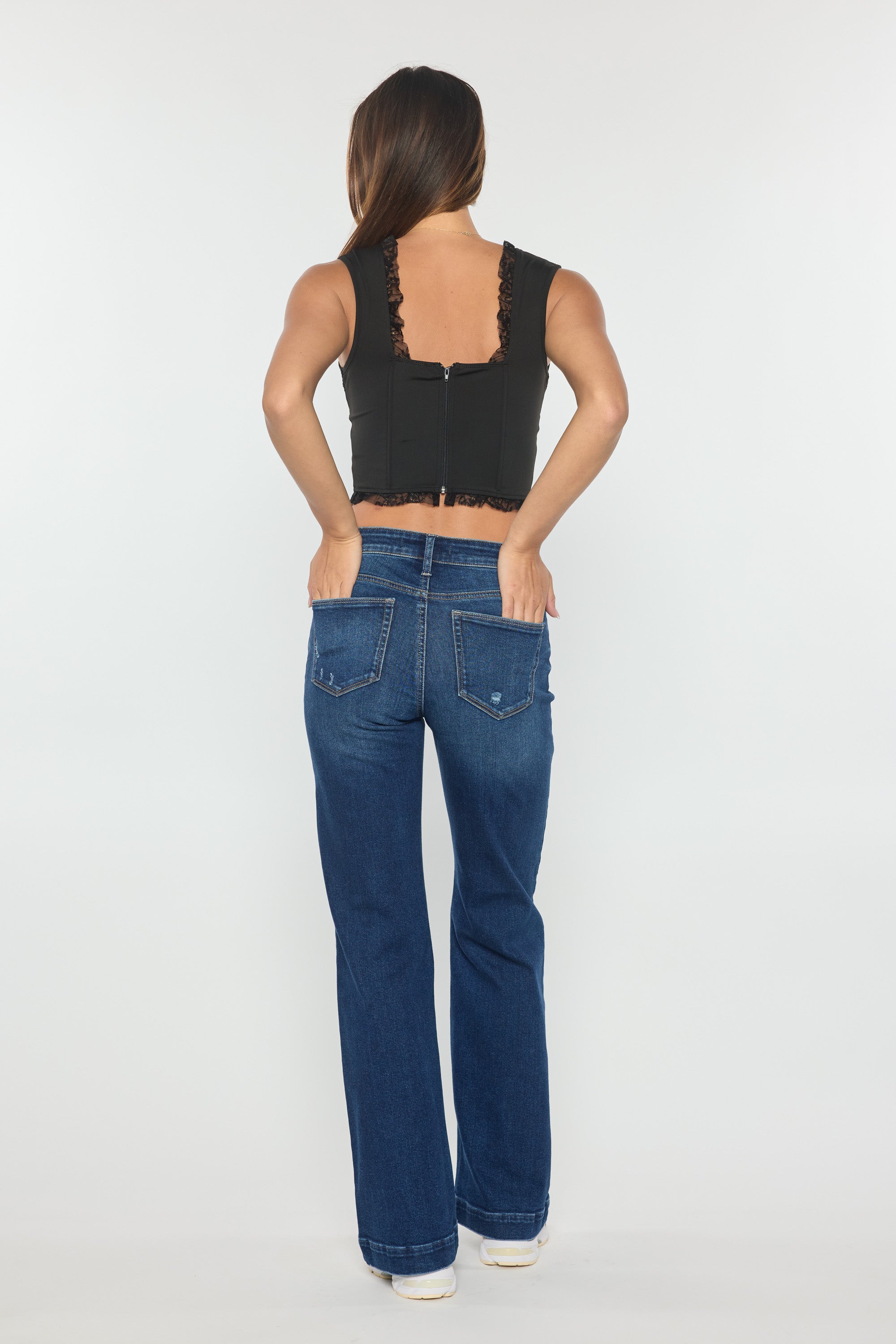 Women's dark blue wide-leg jeans, casual style for everyday wear