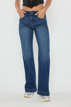 Women's wide-leg jeans in dark blue denim for casual wear
