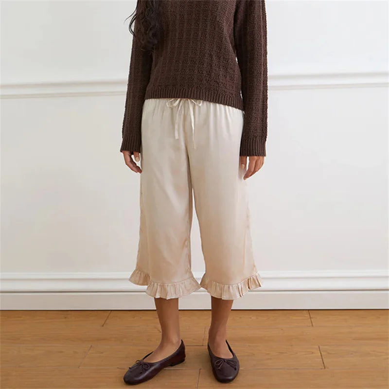 women's wide leg pants in cream, soft fabric for casual wear