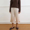 women's wide leg pants in cream, soft fabric for casual wear