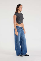 Women's blue denim wide leg pants in women, perfect for casual wear