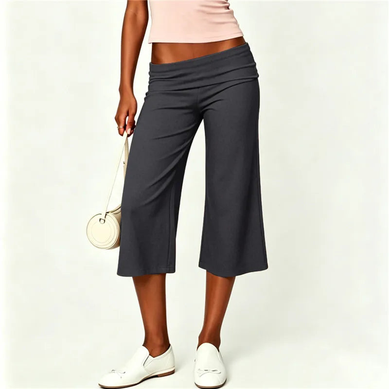 Women's wide leg pants in gray, perfect for casual summer outings