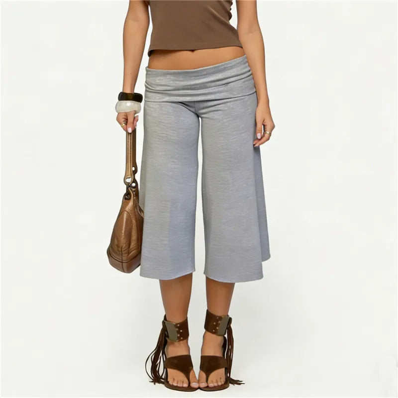 Women's wide leg pants in gray, perfect for casual outings