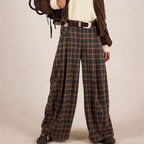 Women's plaid wide leg pants in cozy fabric for casual outings