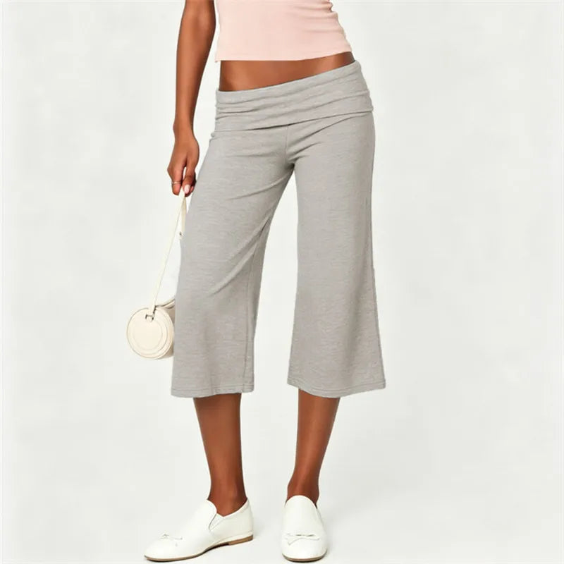 Women's gray wide leg pants in women, comfortable for casual outings