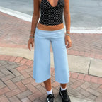 women's light blue wide leg pants in women, casual summer outfit