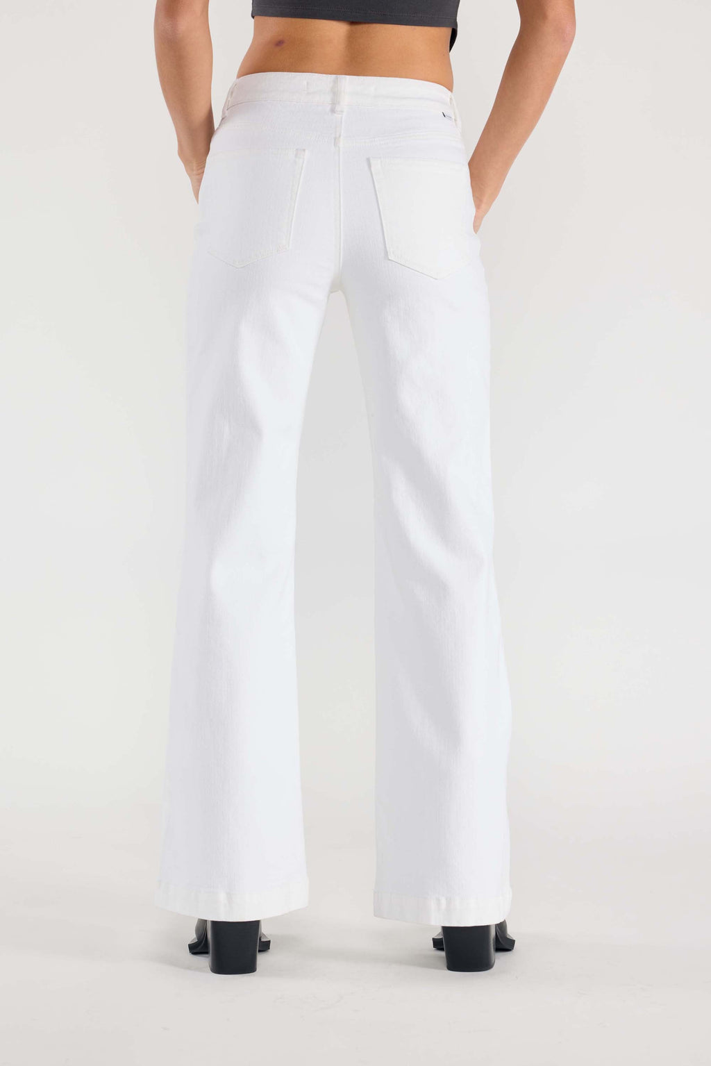 White wide legging jeans for women, perfect for casual wear