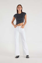 Women's white wide legging jeans for casual outings